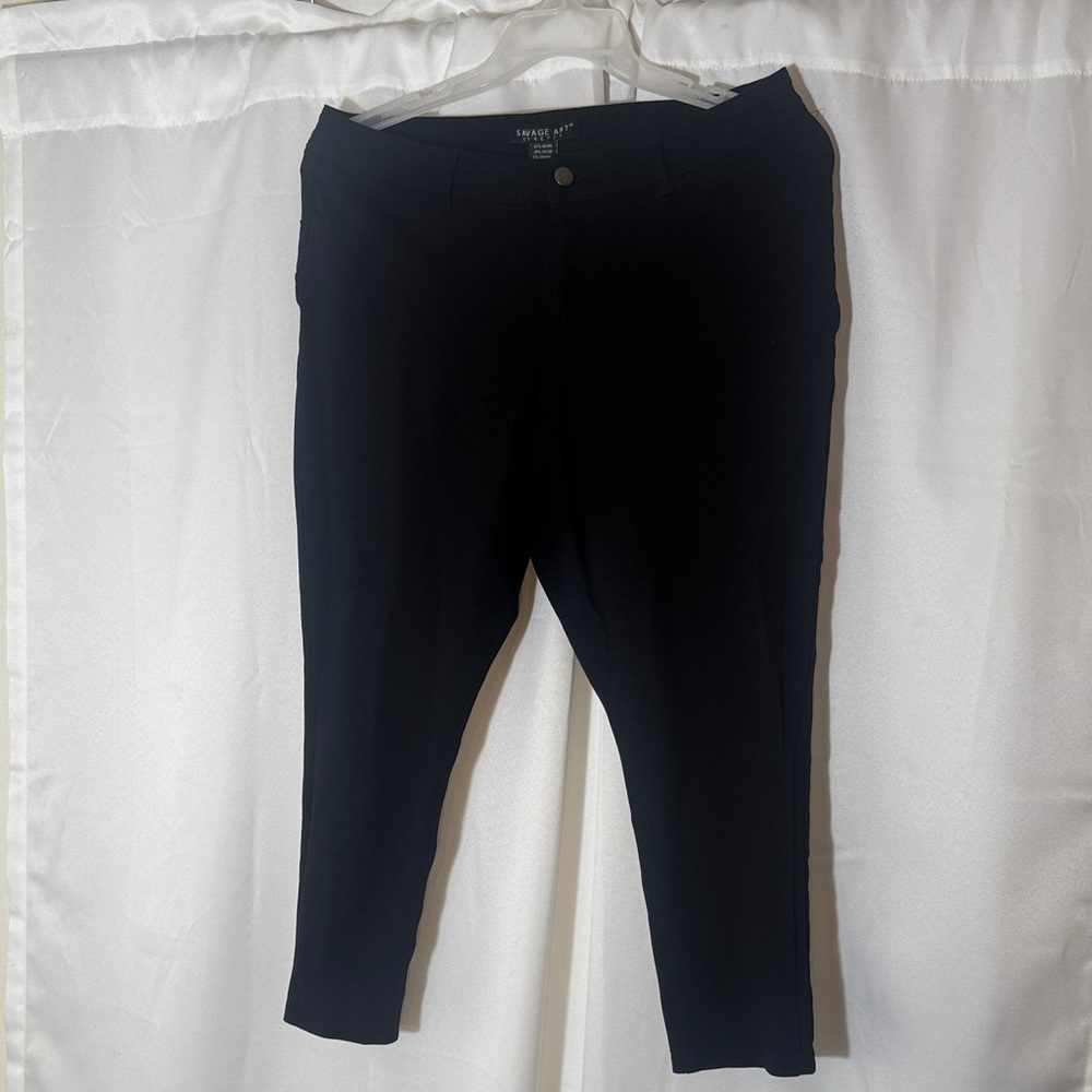 Savage Art Black Stretch Straight  Pants Casual Pants